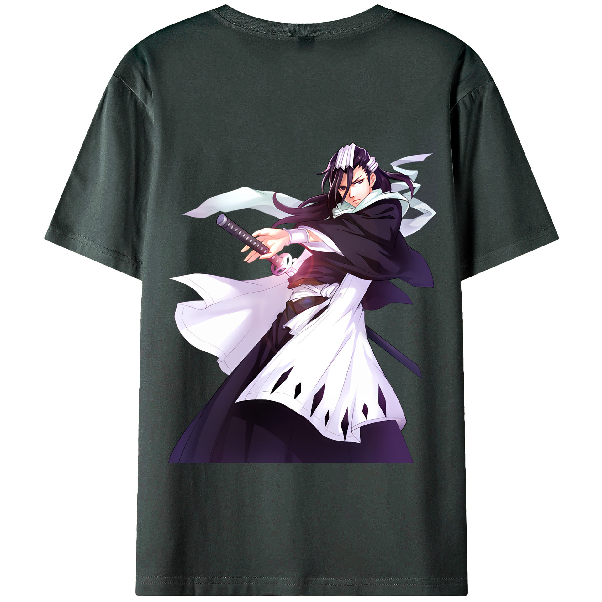 （画像用） ブリーチ くちき びゃくや BLEACH Kuchiki Byakuya 綿100％ メンズ半袖Tシャツ（バックプリント） 通気性